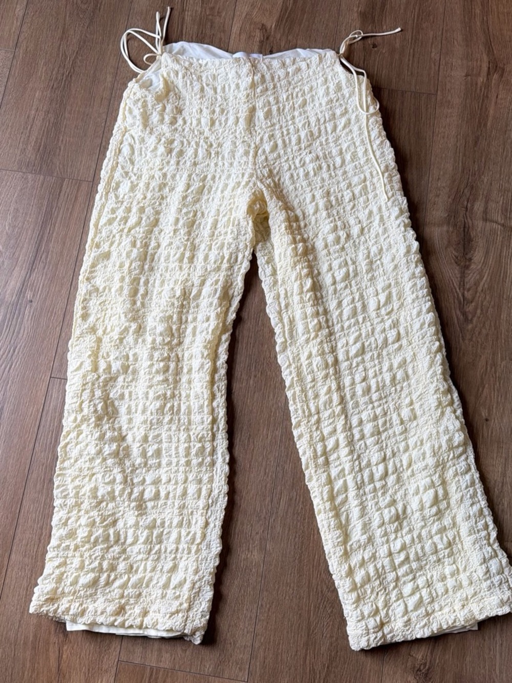 Cream Textured Women's Pajama Pants - Soft Lounge Bottoms
